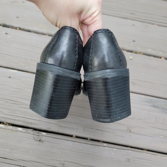 Vintage 90s y2k MIA Square Toe Chunky Heel Black Leather Low Boots Booties 7.5 - Picture 5 of 9